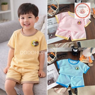 พร้อมส่ง ชุดเซ็ตเด็ก 2 ชิ้น ชุดเซ็ตเด็กชาย เด็กหญิง เสื้อ+กางเกงขาสั้น เนื้อผ้าวาฟเฟิล
