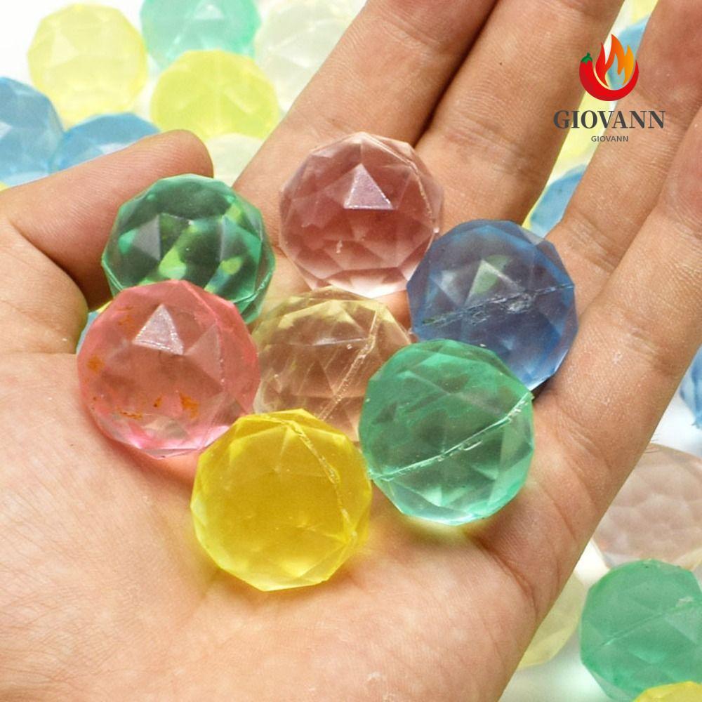 GIOVANNI 6 ชิ้น Diamond Bouncy Ball, Bouncy toy Clear Rubber Bouncy Ball, Funny Rainbow Color Random