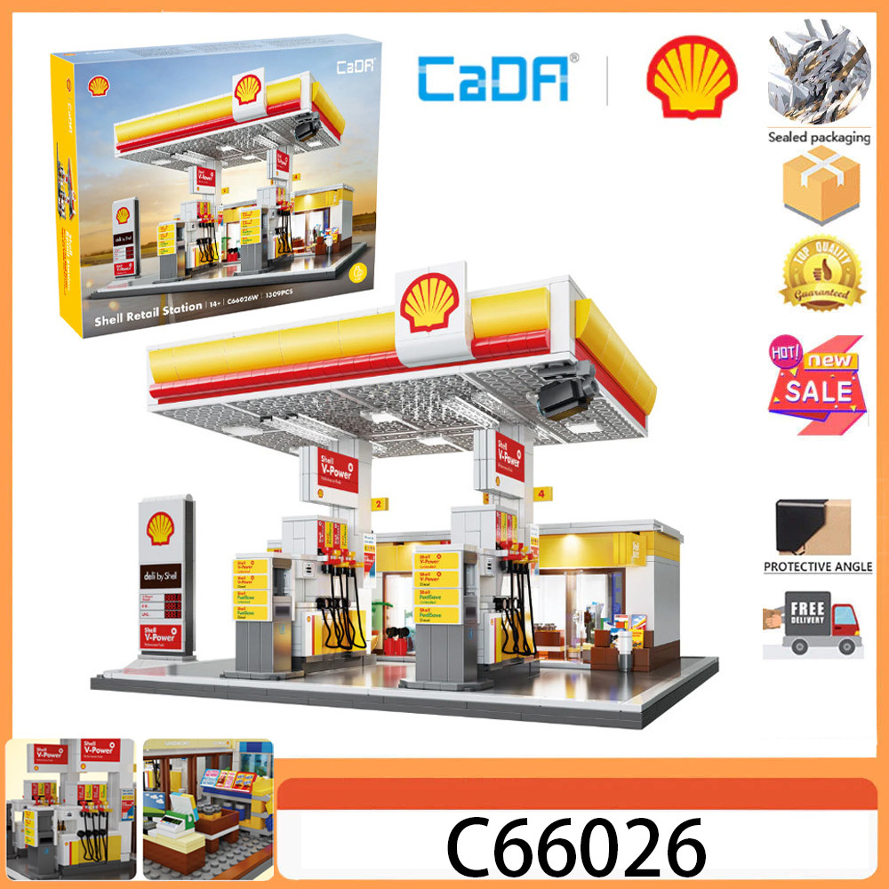 Cada Bricks Shell Retail Station C66026 (1309 ชิ้น) Creator Expert City Series Modular Building Bloc