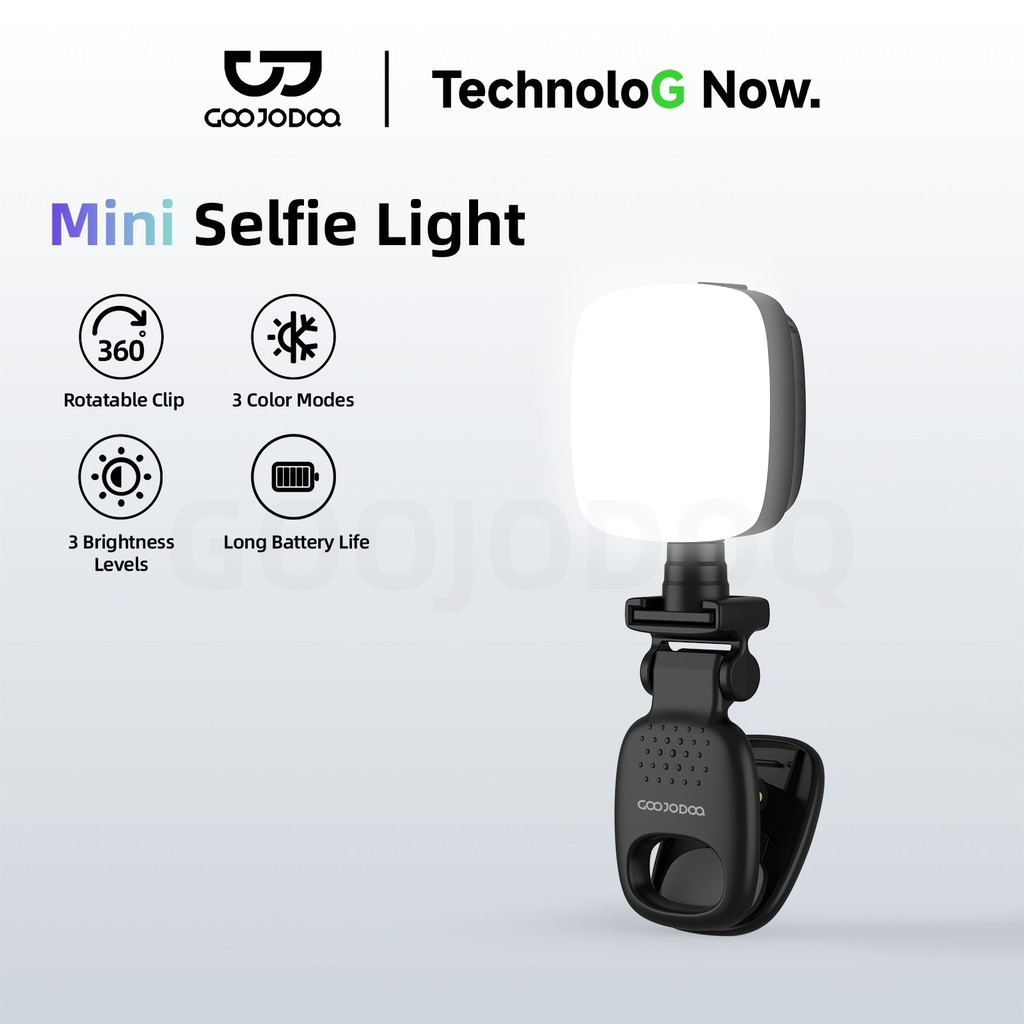 GOOJODOQ Selfie Fill Light 3 โหมดสี & 3 ระดับความสว่าง True-to-Life Skin Tones คลิปที่ปลอดภัยพร้อมมุมยืดหยุ่น