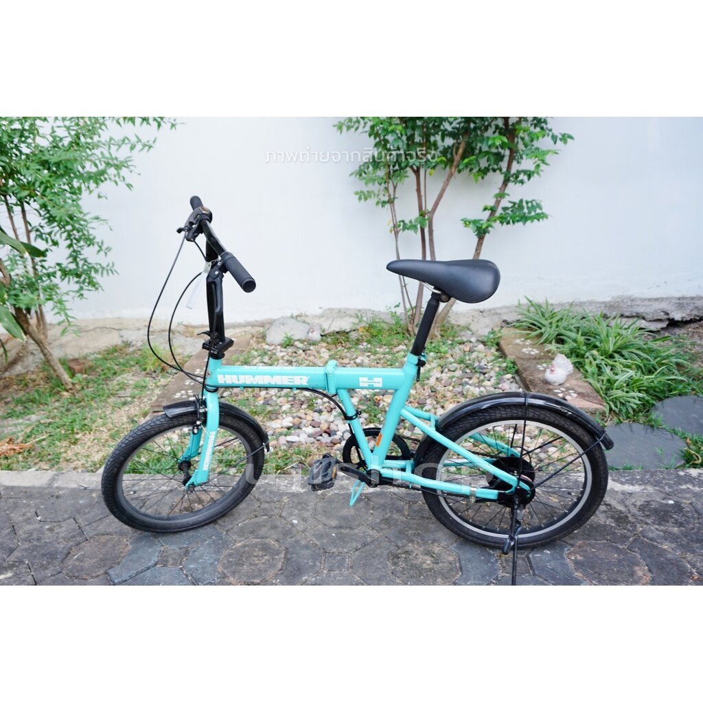 จักรยานพับได้ญี่ปุ่น - ล้อ 20x2.25 - เกียร์ 6 สปีด - Hummer - สีเขียวอมฟ้า [จักรยานมือสอง]