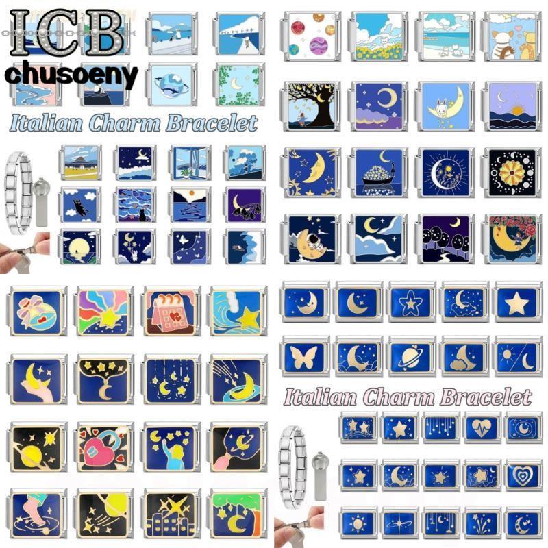 เงินดาวสีฟ้ารูปแบบดวงจันทร์อิตาลีลิงค์พอดี9มิลลิเมตรสร้อยข้อมือทํา ทําเอง รักผีเสื้อดอกไม้เสน่ห์สร้อยข้อมือลิงค์อุปกรณ์ย้อนยุคโมดูลสร้อยข้อ ราคา ถูกที่สุด ดีลบีเคเค