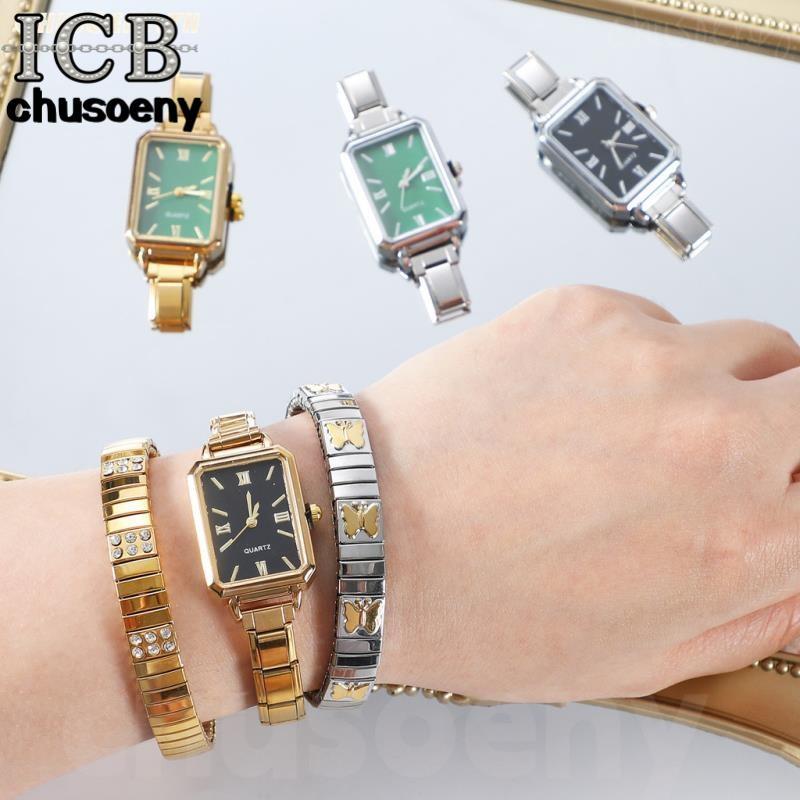 Gold Silver DIY โมดูลดิจิตอล Splicing นาฬิกา Vintage Wild Modular นาฬิกาอิตาเลี่ยน Charm สร้อยข้อมือสแตนเลสสร้อยข้อมือแฟชั่นอุปกรณ์เสริม