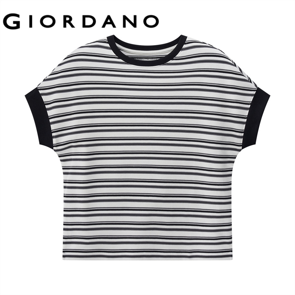 GIORDANO เสื้อยืดแขนสั้นผู้หญิง Women’s Loose Stripe Tee 05325269