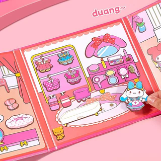 GeeToy การ์ตูนขนาดใหญ่แม่เหล็กหนังสือที่เงียบสงบ DIY กระดาษบ้านตุ๊กตาแต่งตัวสติกเกอร์ของเล่นเพื่อการศึกษาสําหรับของขวัญเด็ก