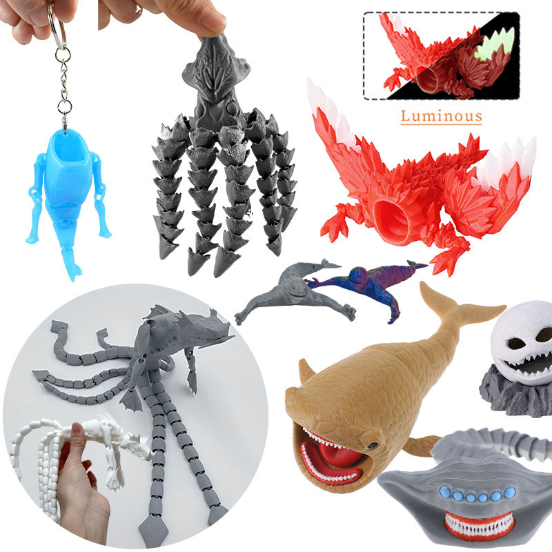 3D พิมพ์ Sea Monster Movable Joint ตัวเลขการกระทํา Sea Eater Leviathan El Gran Maja ของเล่น