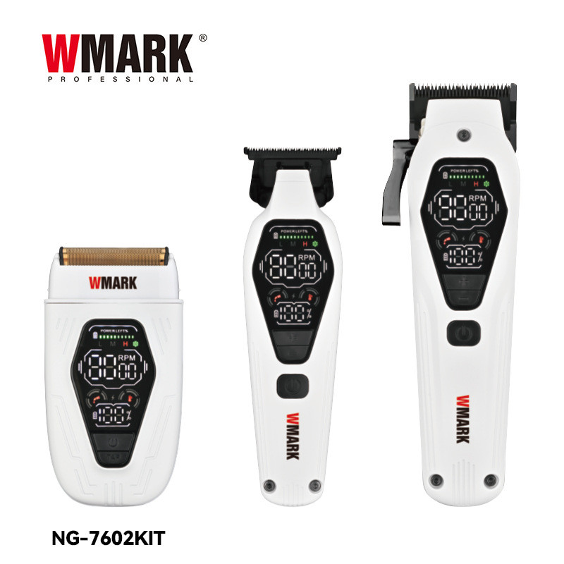 WMARK ของ-7602 ชุดกรรไกรตัดเล็บสามในหนึ่งเดียว-อุปกรณ์ตัดผมแบบชาร์จไฟได้-ตัวโลหะผสมสังกะสีพร้อมจอแสด