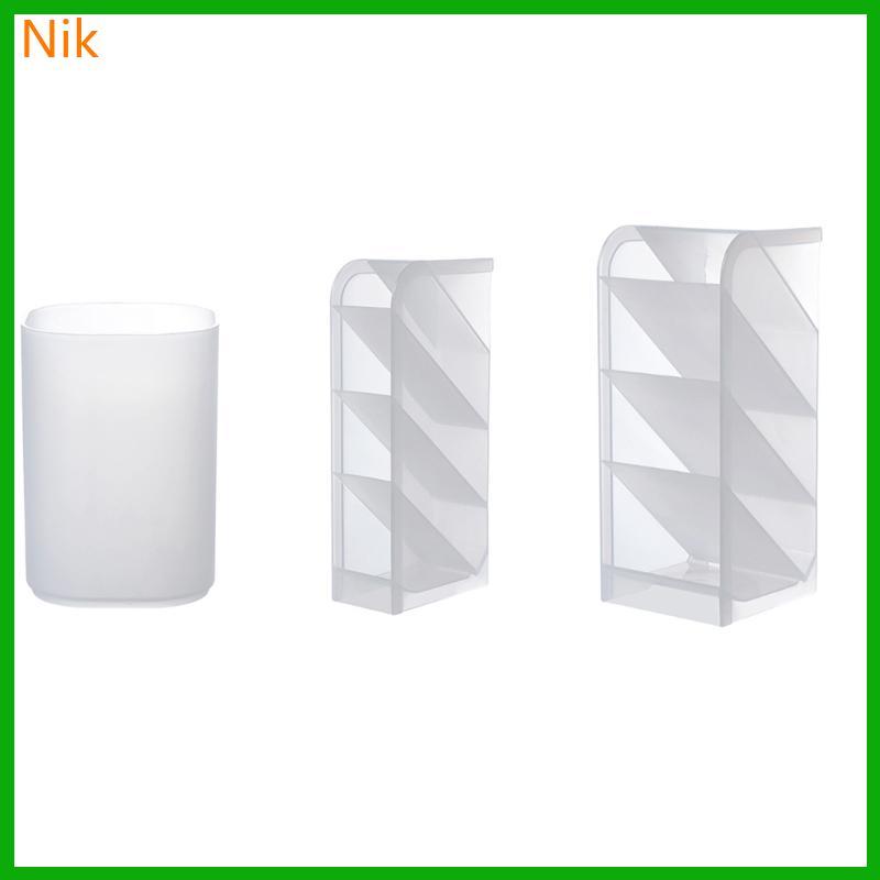 บ๊๊๊๊ลก.ศ. Creative 4-grid Transparent Matte Pen Cup Oblique Put-in Desk Pen Display Ho