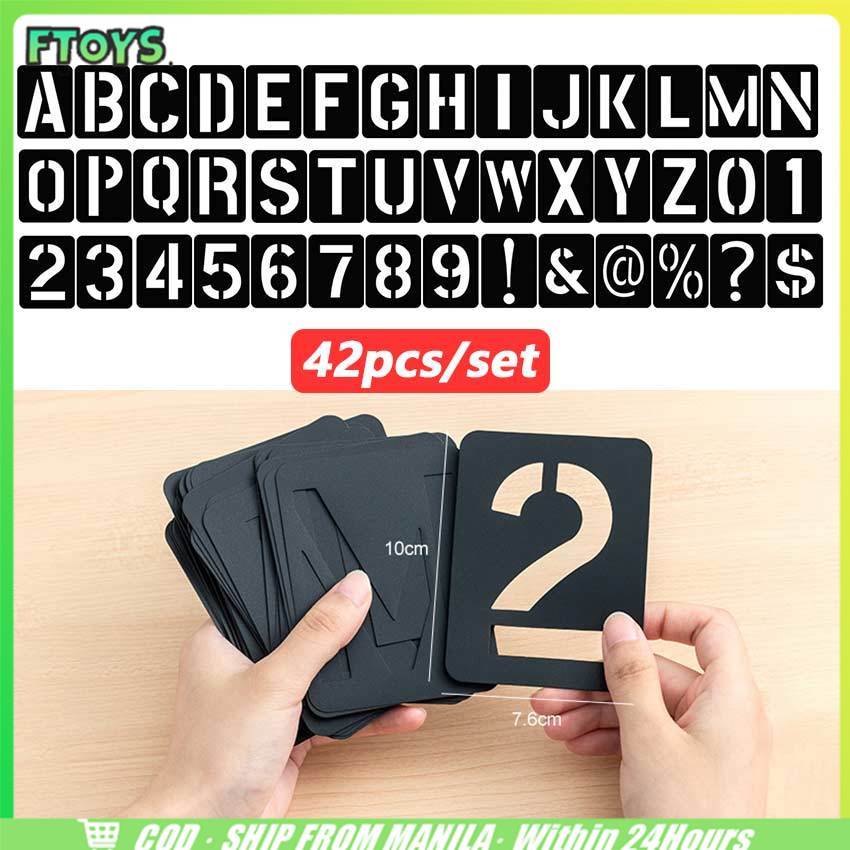 พร้อมส่ง ไม้บรรทัดพลาสติก ลายตัวอักษร ตัวเลข DIY สเปรย์บอร์ด ไม้บรรทัดแม่แบบ