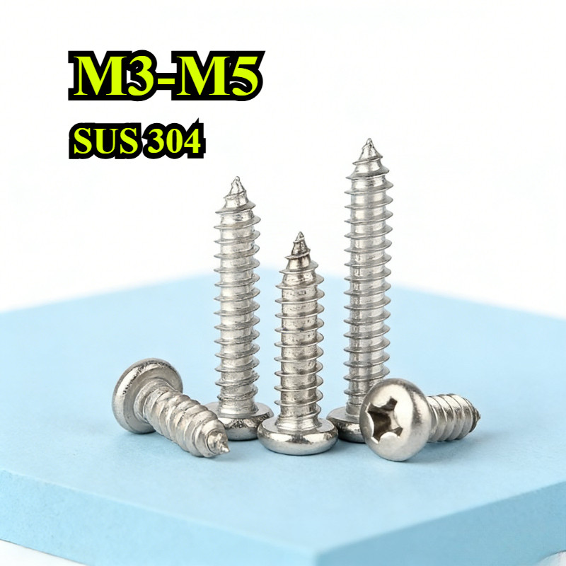 [ZQ-R] สกรูแตะตัวเองหัวกลมสแตนเลส 304 M3/M3.5/M4/M5