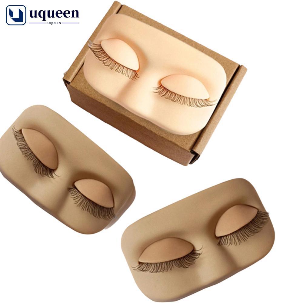 UQUEEN ซิลิโคนขนตา Grafting Practice Mini Lash แบนหัวฝึก Eyelash Extension การฝึกอบรมหัวที่ถอดออกได้