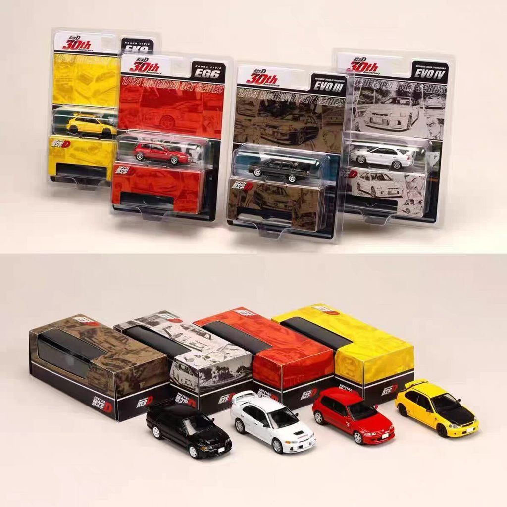 คลังสินค้าพร้อมบางส่วน Hobby Japan 1: 64 Initial D EVO EK9 EG6 โมเดลรถโลหะผสม Currently evo White Re