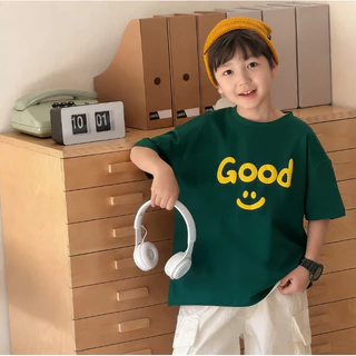 [จัดส่งภายใน 24 ชั่วโมง] เสื้อยืดเด็ก / ลายรอยยิ้มสดใส / ผ้าฝ้าย 100% / เหมาะสำหรับเด็กอายุ 1-12 ปี