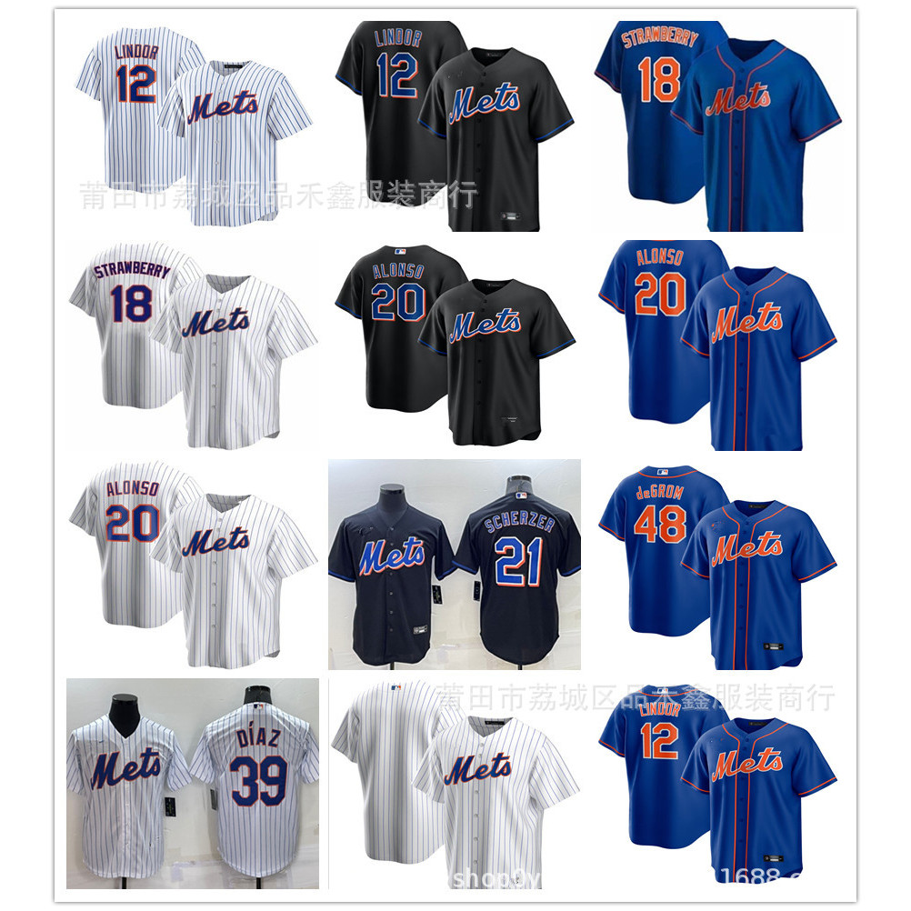 จัดส่งในวันเดียวกัน New York Mets Pete Alonso Lindor Jersey เสื้อผ้าเบสบอล York Mets ใหม่