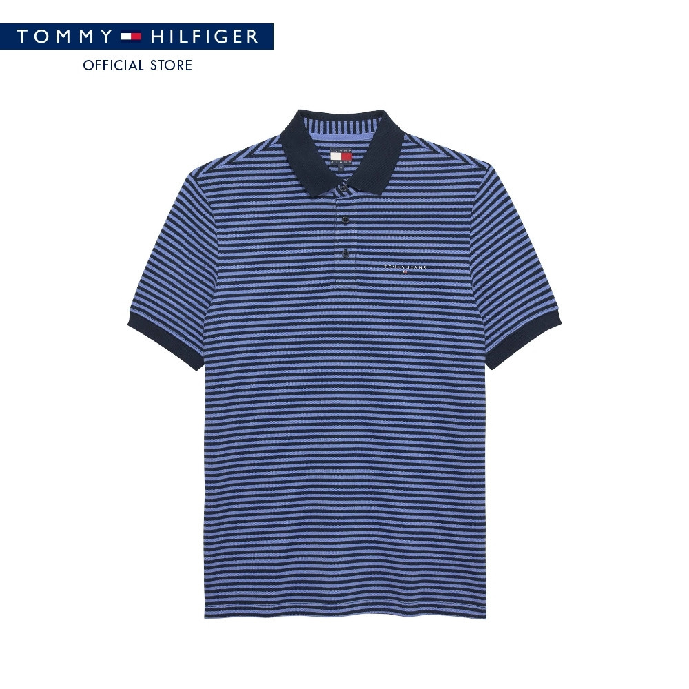 [ลดเพิ่ม 10% โค้ด 10MALL27] Tommy Jeans เสื้อโปโล ผู้ชาย รุ่น DM0DM22348 C58 - สีน้ำเงิน ทรง Regular
