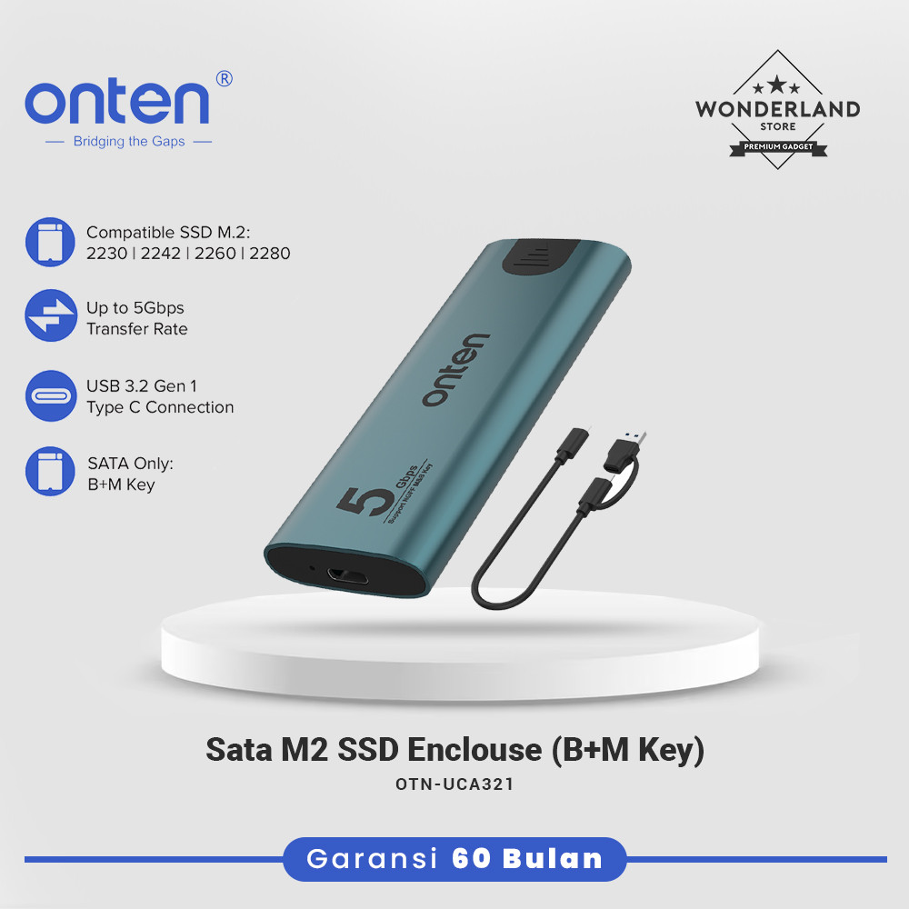 Onten Case Enclosure SSD M2 NVME NGFF SATA USB 3.2 Dual Protocol OTN-UCA321/UCA322/UCA322P