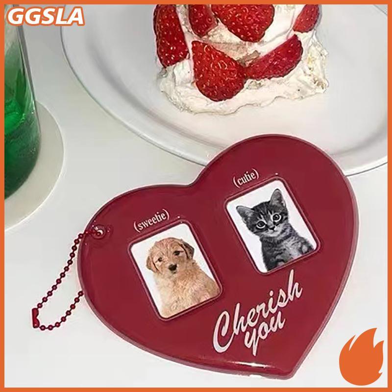 GGSLA ไอดอลภาพป้องกันภาพผู้ถือบัตรแขนแสดง3นิ้วรักรูปหัวใจ รหัส การ์ดภาพแขนพวงกุญแจแขวนโซ่ใหม่