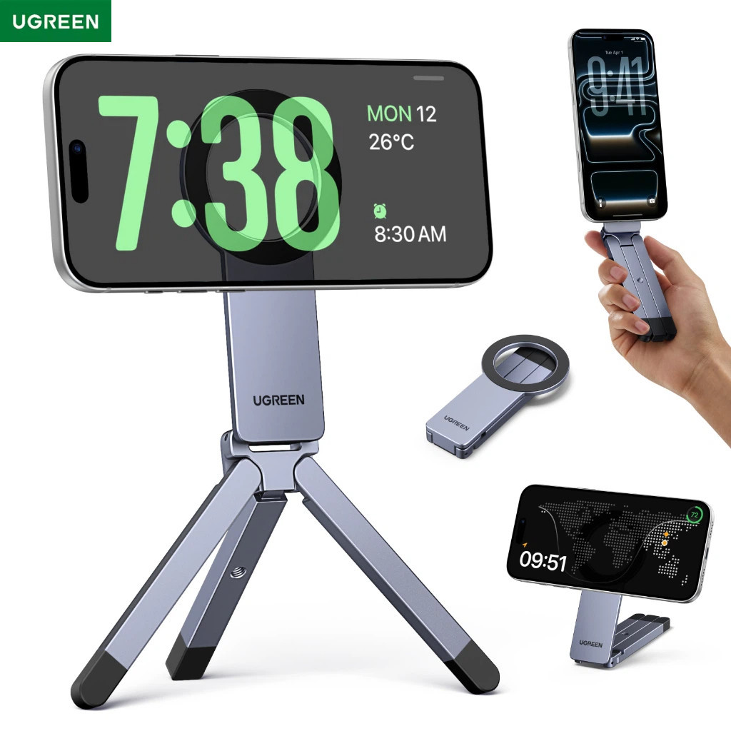 UGREEN ขาตั้งกล้องตั้งโต๊ะ Magsafe 360° หมุนอลูมิเนียมพับได้ 18N แม่เหล็ก 24H เรือ
