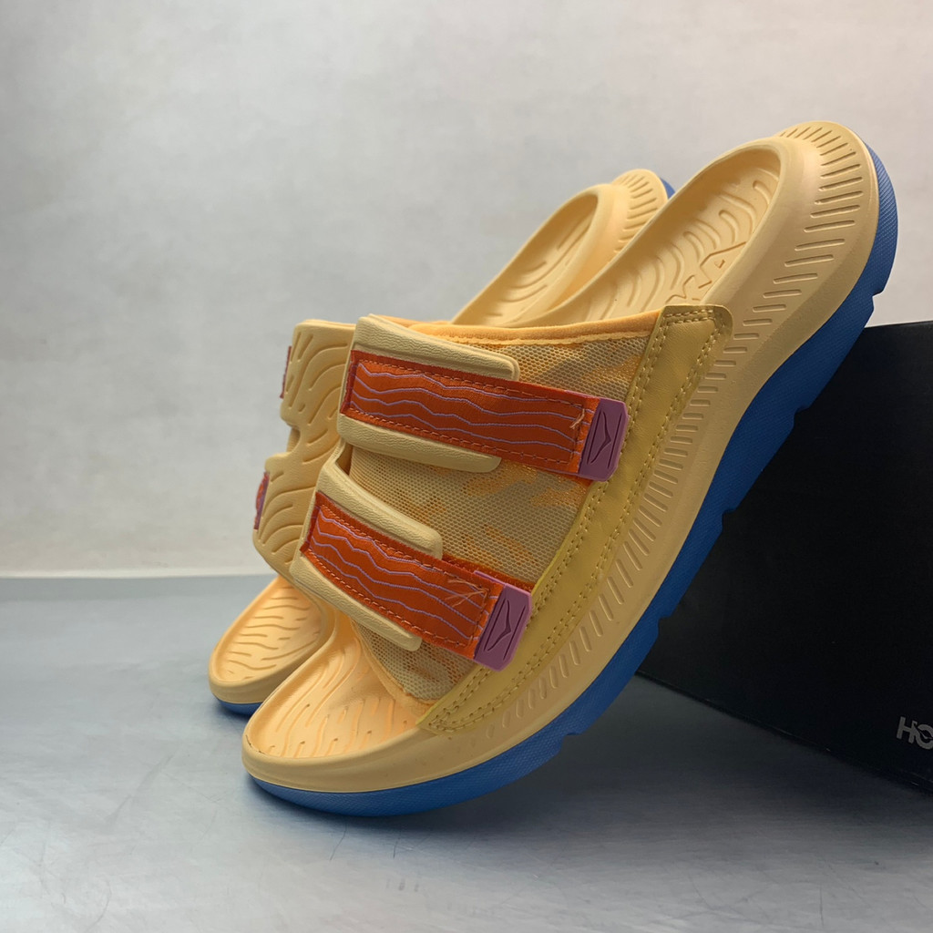 HOKA One One ORA Luxe Slippers Velcro Mens Womens Non-Slip