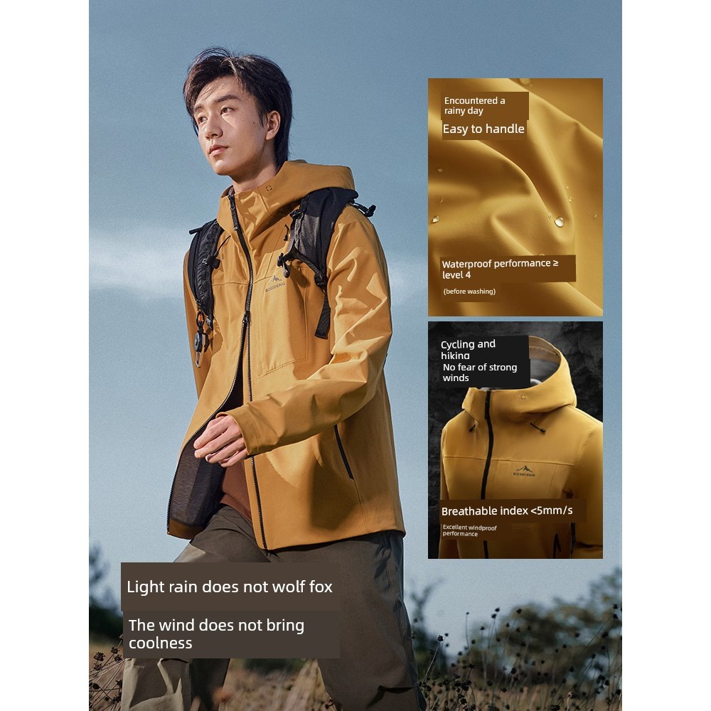 โค้ท zipper hoodie Bosideng 2025เสื้อโค้ทกันน้ำกลางแจ้งแบบสั้นสำหรับผู้ชายมีฮู้ดแบบมีฮู้ดและกันลมแบบ