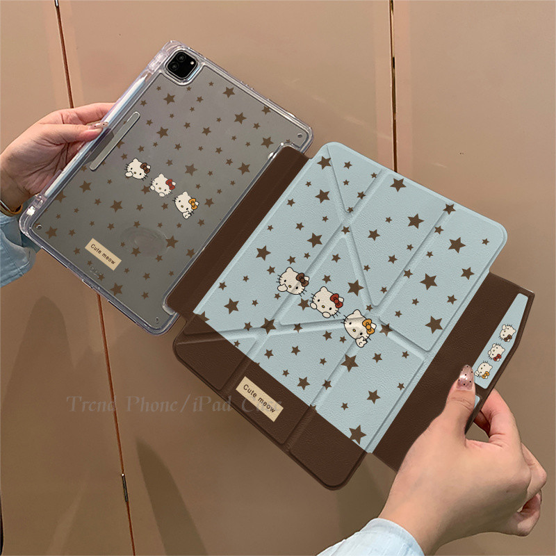 [สินค้าพร้อมส่ง] Y Fold Magnetic Clasp Tablet Hard Case สำหรับ iPad 11th A16 11 ''AIR 2025 M3 11'' Air6 M2 2024 11' Pro 11 '''13' '2024 Air 4 5 10.9' Pro 2022/2021/2020 11 ''2018 12.9'' Star KT Cat Anti-fouling Cases ฝาครอบอัจฉริยะกันกระแทกพร้อมช่องเสียบป