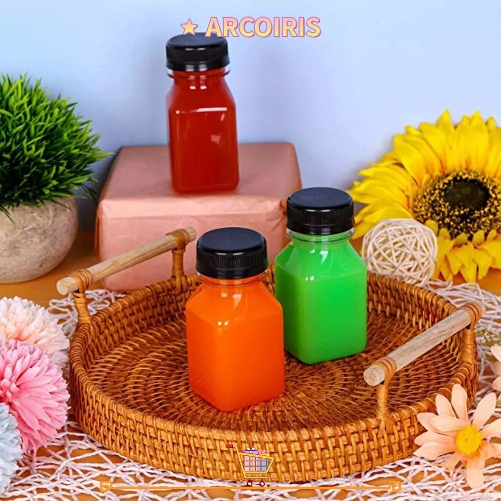 ARCOIRIS ขวดน้ำผลไม้พลาสติกทรงสี่เหลี่ยม 120ML ฝาปิดกันงัดแงะ