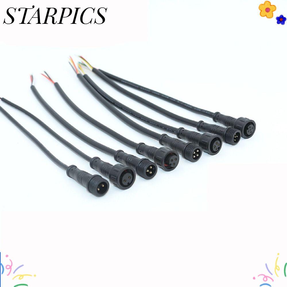 STARPICS 2Pin 3Pin 4Pin แจ็ค, 20 ซม.สายสีดําชายหญิง LED Connector, IP67 2Pin 3Pin 4Pin สายไฟกันน้ํา 
