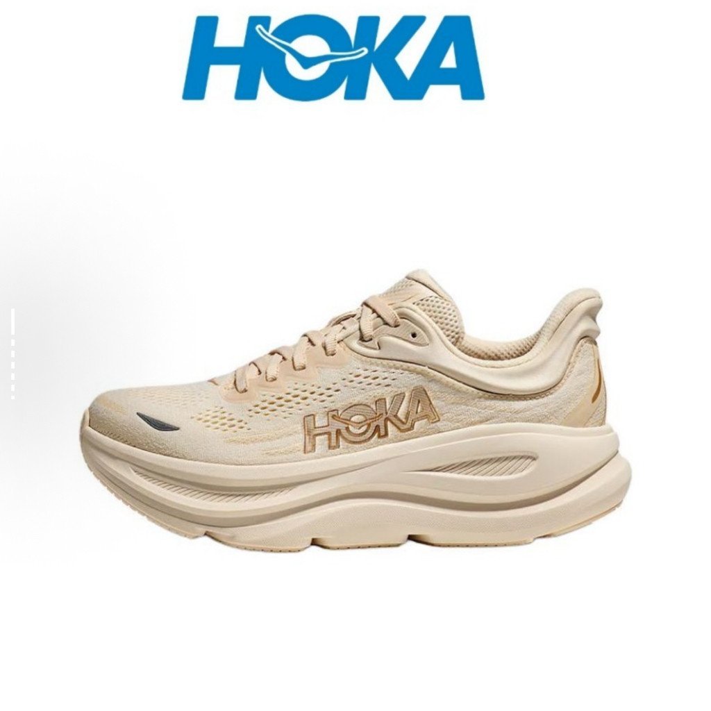 รองเท้าวิ่ง Hoka ONE ONE Bondi 9 สีเบจ สำหรับผู้หญิง VY2N