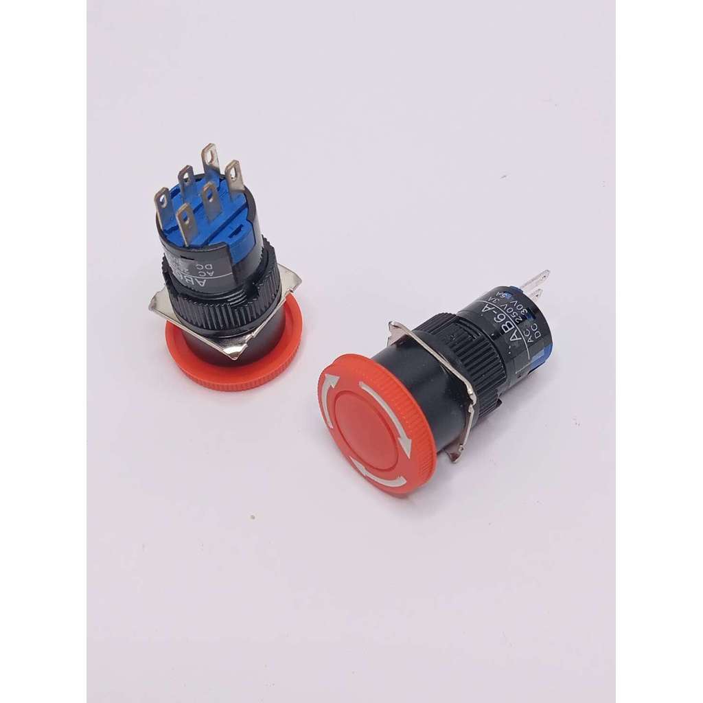 Newแท้ Emergency Stop Push Button Switch 16mm  สวิตช์ปุ่มหยุดฉุกเฉิน AC 250V 3ขา 6ขา สวิตซ์ดอกเห็ด L