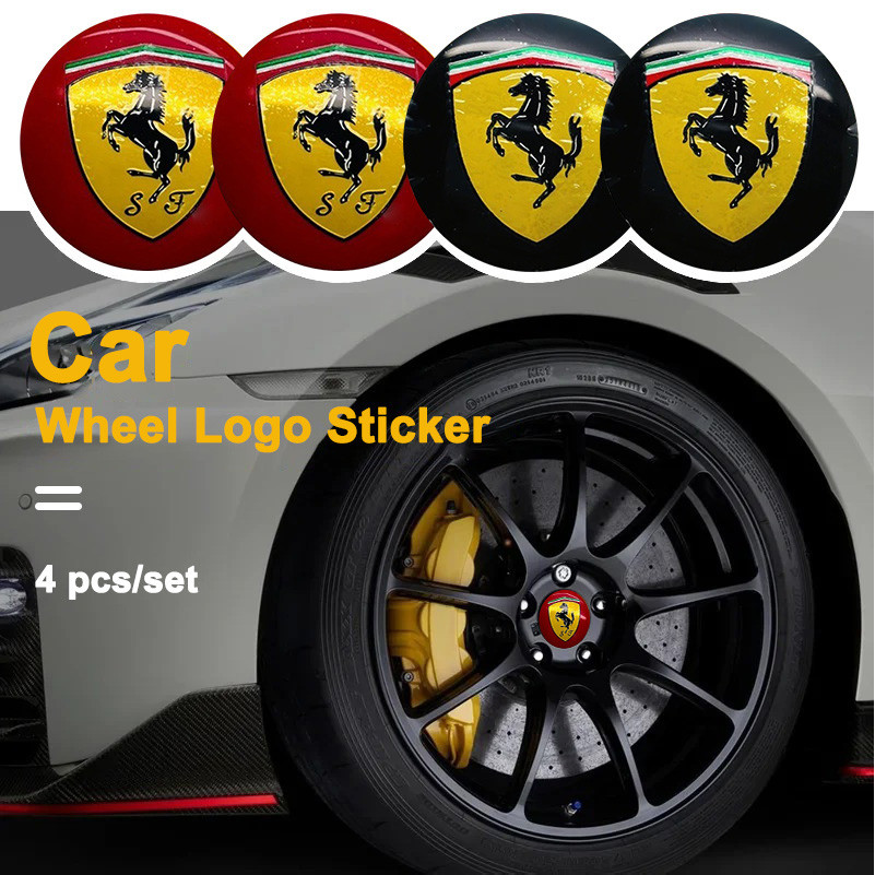 4pcs 56mm สติกเกอร์สัญลักษณ์รถศูนย์ล้อ Hub โลหะสําหรับ Ferrari SF90 Stradale SF90Spider 296 GTB 296 