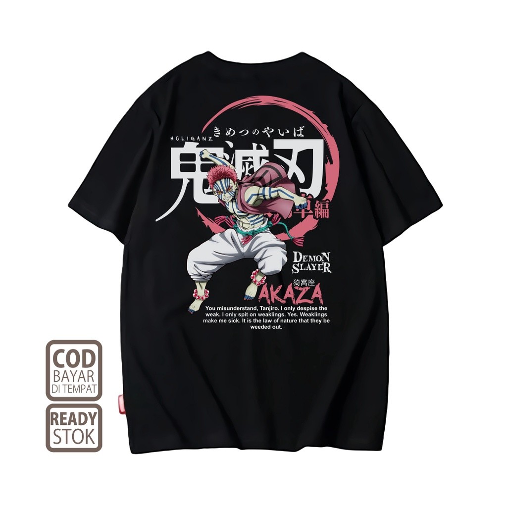 AKAZA DEMON SLAYER อะนิเมะเสื้อยืดอะนิเมะญี่ปุ่นเสื้อผ้ามังงะอะนิเมะเสื้อยืด