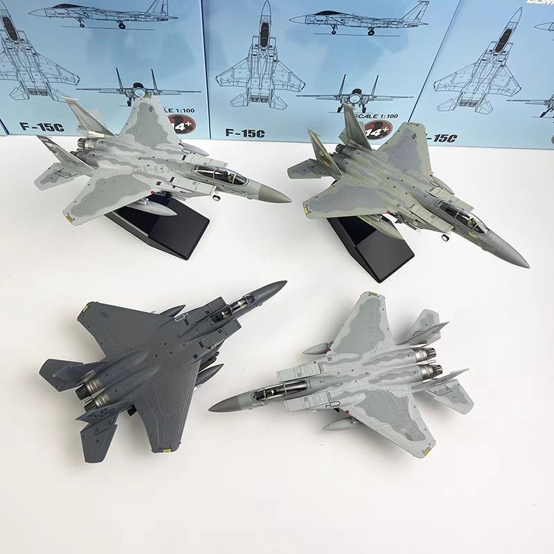 1/100 US Army F-15C Strike Fighter F15 Eagle Shark ภาพวาดจําลองผลิตภัณฑ์สําเร็จรูปโลหะผสมเครื่องบินร