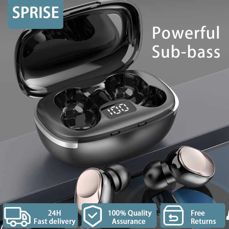 SPRISE Y02 หูฟังบลูทูธไร้สายพรีเมี่ยมไฮไฟหูฟังสําหรับเล่นเกม TWS ชุดหูฟังสเตอริโอปุ่มควบคุม
