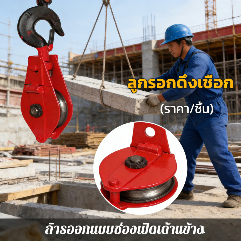 รอกเหล็กแบบลูกรอกเดี่ยว รับน้ำหนัก 1 ตัน สำหรับเชือกหรือสลิง