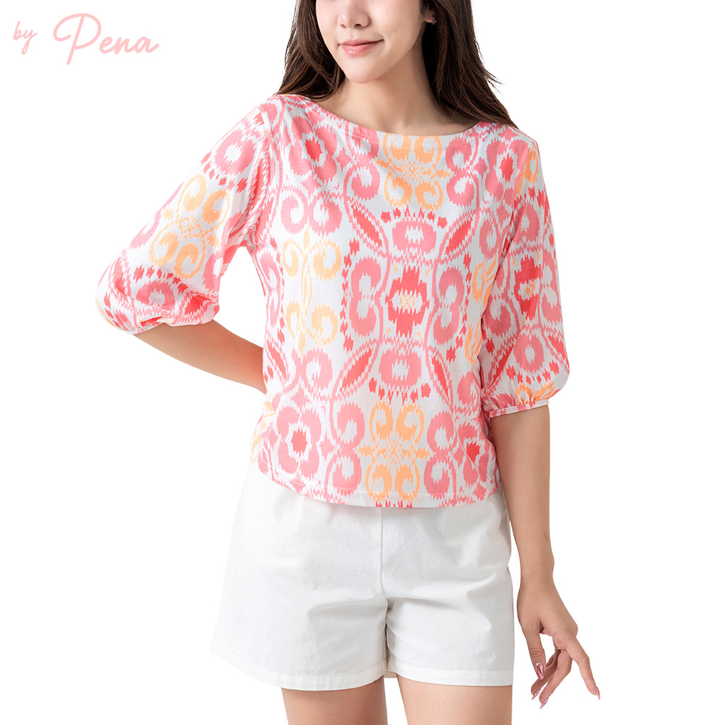 Pena house เสื้อยืดคอกว้าง พิมพ์ลายกราฟิก แขน 3 ส่วน PSTL032601