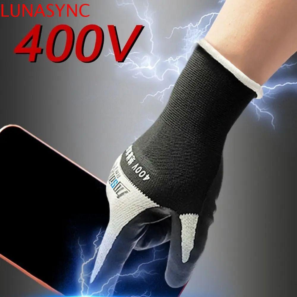 LUNASYNC ถุงมือฉนวนไฟฟ้า, แรงดันไฟฟ้าพร้อมขาตั้ง 400V/500V ถุงมือป้องกันการไฟฟ้าน้ํามันหลักฐาน, ถุงม
