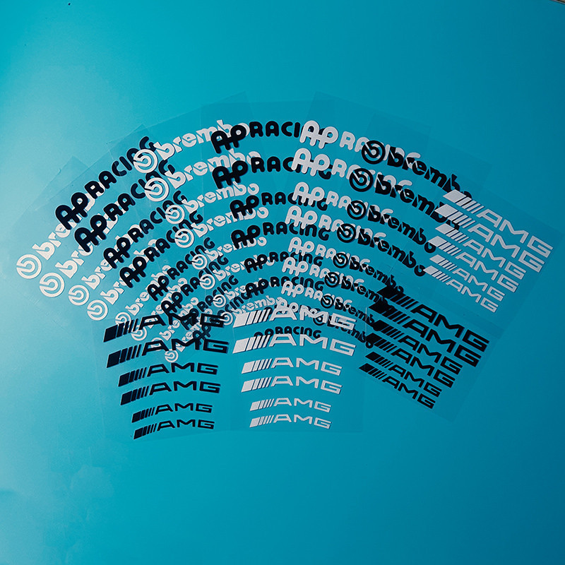 สติ๊กเกอร์ที่กําหนดเอง Tesla Calipers สติ๊กเกอร์ AMG โลโก้เบรค Abalone AP สติ๊กเกอร์ทนอุณหภูมิสูง Me