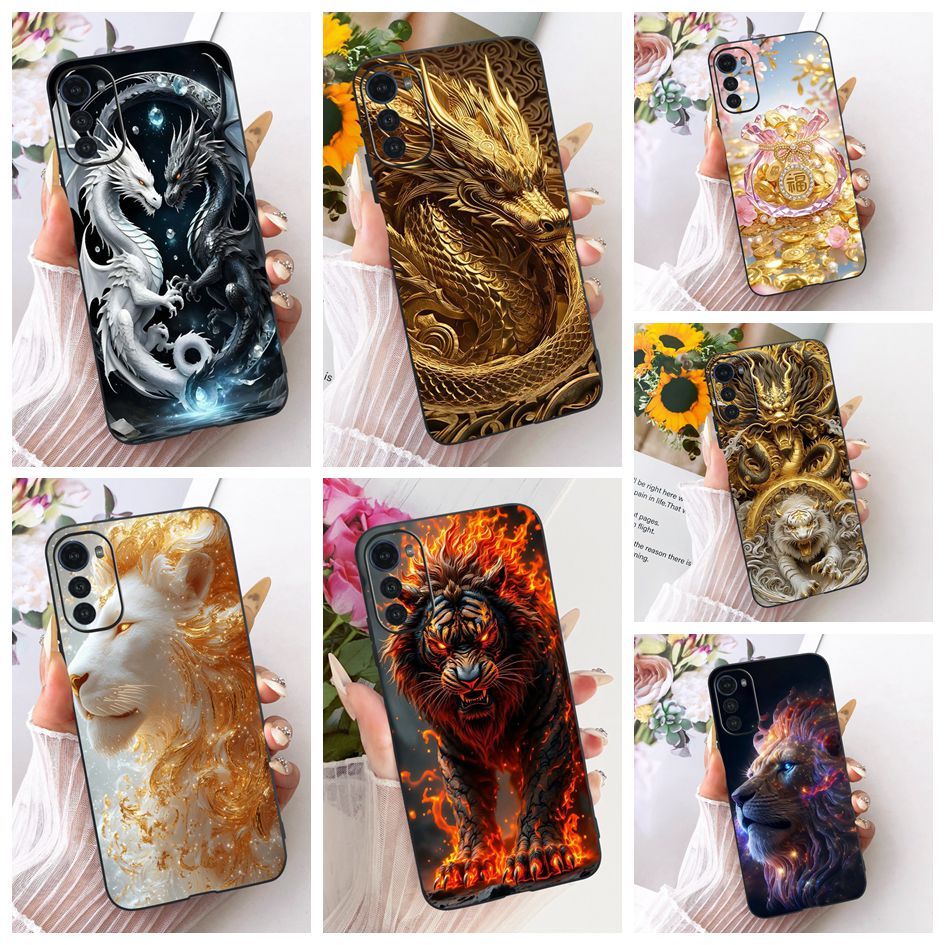 การ์ตูนสําหรับ Motorola Moto E32 E32s ปลอก Cool Dragon Lion Cat ซิลิโคนป้องกันกรณีสําหรับ MotoE32 Mo