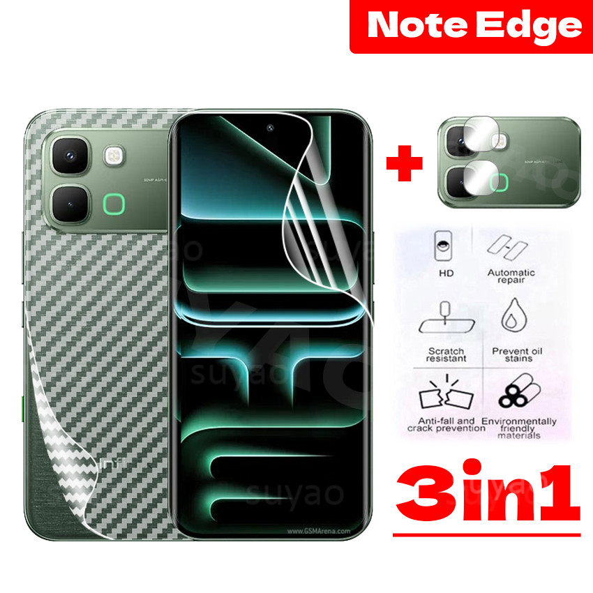 สําหรับ infinix Note Edge 5G 2026 ฟิล์มไฮโดรเจลด้านหน้าโทรศัพท์กลับฟิล์มคาร์บอนไฟเบอร์ NoteEdge เลนส์กล้อง Clear Screen Protector Soft Hydraulic HD ป้องกันดูคลุมทั้งหมด