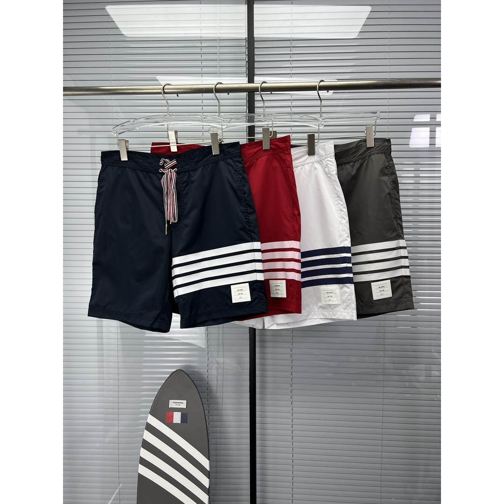 Summer Four-Bar Striped Tethered Cropped Pants กางเกงชายหาดสบายน้ําหนักเบาระบายอากาศได้