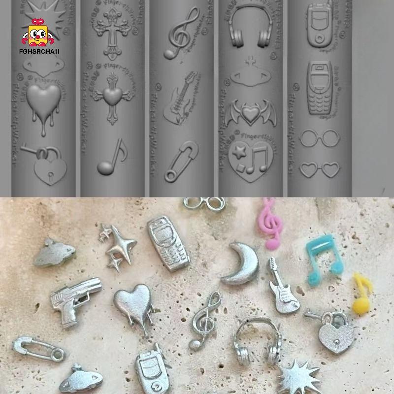 FG Retro เพลงหวานเย็น Punk 3D ซิลิโคนเล็บแม่พิมพ์ Mermaid Tail Shell แม่แบบสําหรับเล็บเครื่องประดับหัตถกรรมเล็บโปร่งใสแม่พิมพ์ HS
