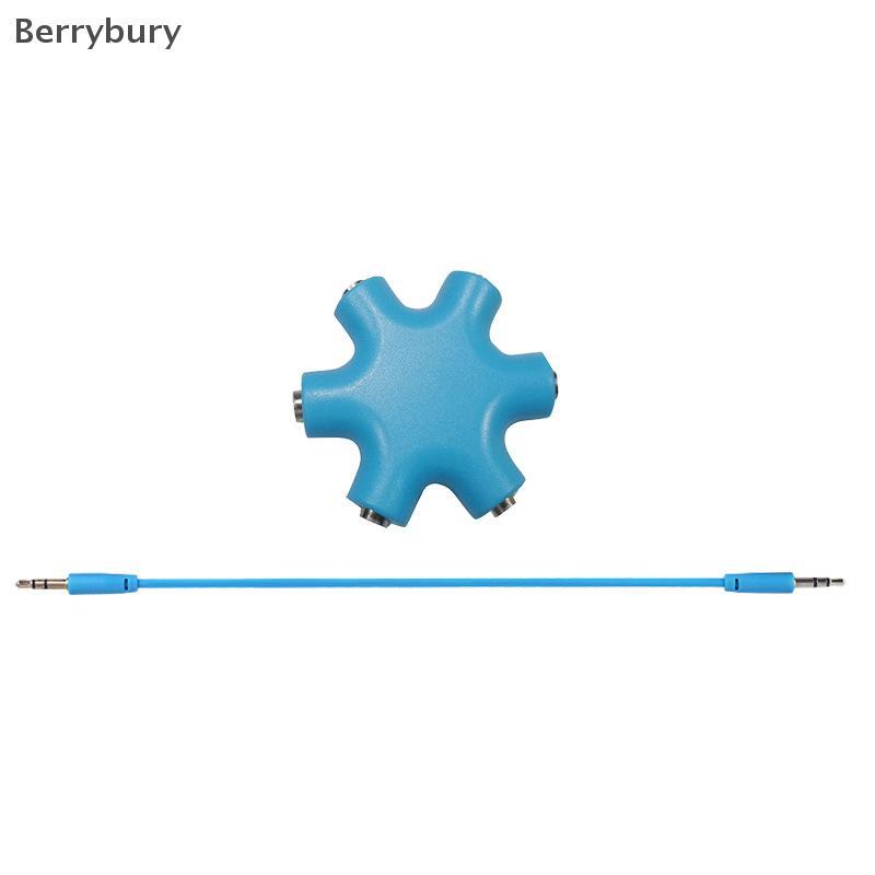 Berrybury 6 พอร์ตหูฟัง Aux Splitter 6 In 1 อุปกรณ์เสริมสมาร์ท Audio Aux Cable Splitter 3.5 มม.1 ชาย 