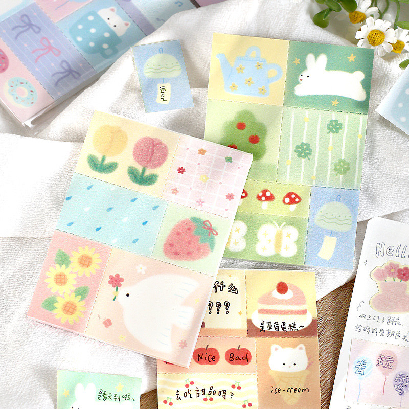 คลังสินค้าพร้อม 50 ชิ้น/แพ็ค ins Fresh Tearable Handbook วัสดุกระดาษวรรณกรรมเรียบง่ายหมายเหตุฐาน All-Match วรรณกรรมคู่มือตกแต่งหมายเหตุกระดาษ