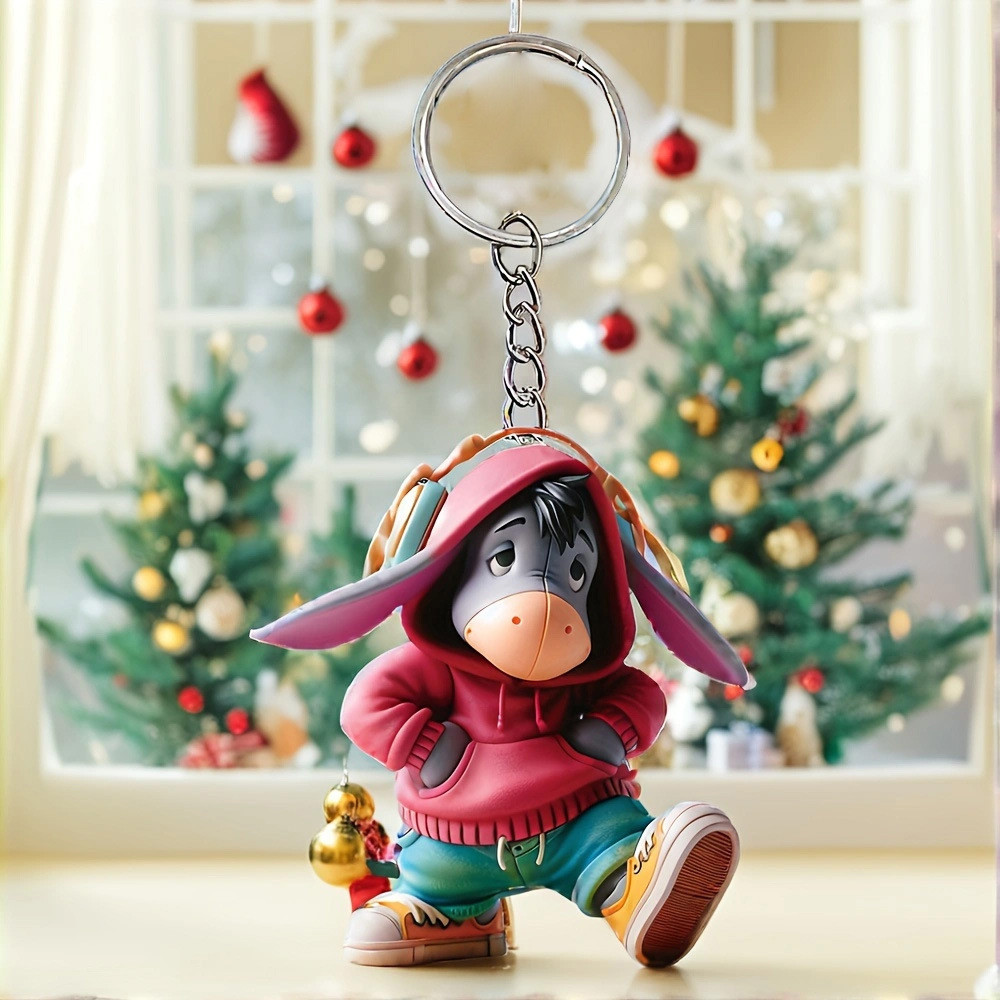 Popular~Cute cartoon anime keychain, three-dimensional Eeyore keychain pendant accessory for bags3z