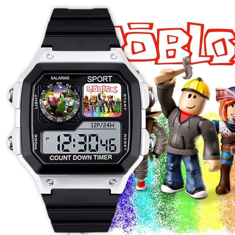 เด็กการ์ตูนอิเล็กทรอนิกส์นาฬิกาสีกันน้ํา ROBLOX forsaken Rob Lesi กีฬานาฬิกาข้อมือดิจิตอลนักเรียนมัธยมต้นสไตล์นาฬิกาปลุกเครื่องคิดเลข