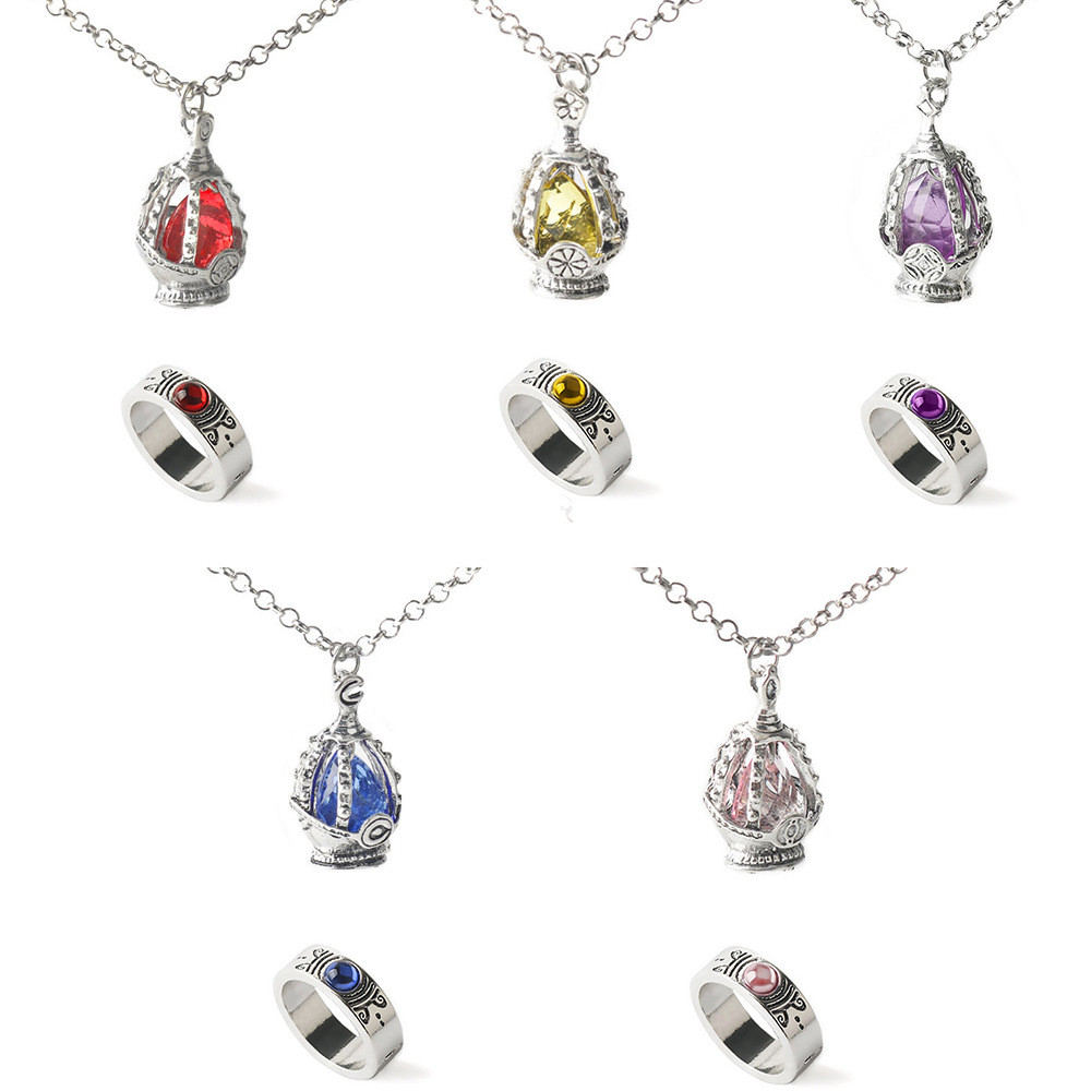 Spot Goods#Anime merchandise: Magical Girl Madoka Soul Gem Necklace and Ring Set, Jewelry Pendant, S