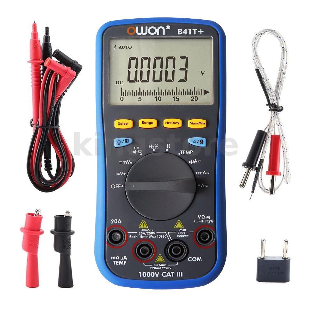 OWON B41T+ มัลติมิเตอร์แบบดิจิตอล 4 1/2 พร้อม Bluetooth True RMS Tester Meter 3 in 1 Datalogger + มั