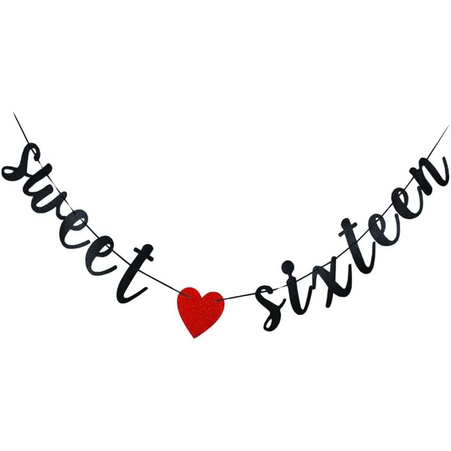 Sweet Sixteen Banner - ป้ายวันเกิด 16 ปี ,Happy Sweet 16,Cheers to 16 Years Old ตกแต่ง