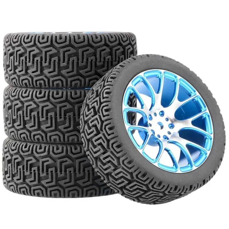4 ชิ้นยางแข่ง Tyre ขอบล้อโลหะ 12 มิลลิเมตร Hex สําหรับ RC 1/10 On-Road รถ HSP Kyosho Tamiya sakura W