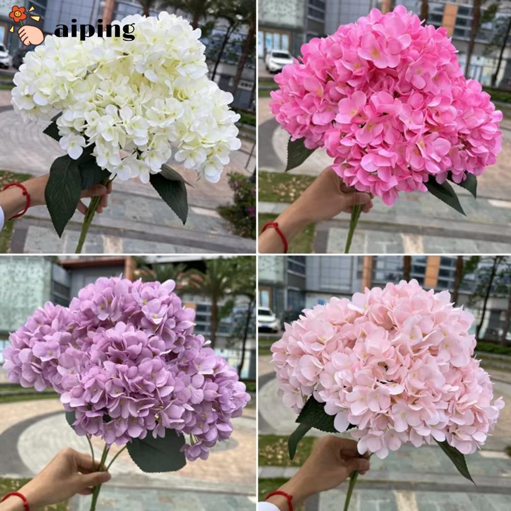 Aiping ดอกไม้ไฮเดรนเยียประดิษฐ์, DIY ผ้าไหมปลอมไฮเดรนเยียดอกไม้,ขนาดใหญ่ 5 หัวเจ้าสาวไฮเดรนเยียช่อดอกไม้สําหรับงานแต่งงานหน้าแรก